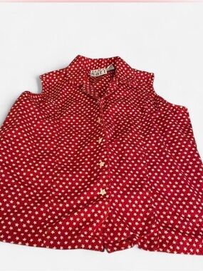 Sleeves star button down vintage  cotton Keren hart top M